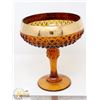 Image 1 : VINTAGE PRESSED ORANGE GLASS W/ GOLD TONE RIM