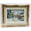 Image 1 : 25.5" X 32" FRENCH PROVINCIAL FRAMED WINTER