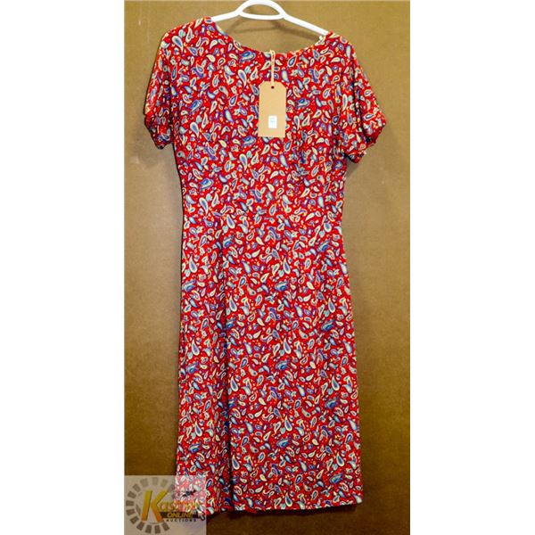 1960'S WOMEN'S RED PAISLEY PRINTED SHORT SLEEVE