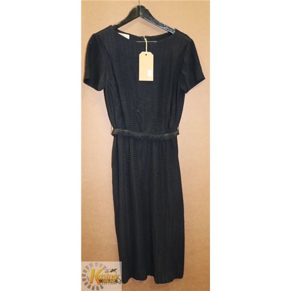 1960'S WOMEN'S R & K CLOTHING BLACK BELTED EVENING