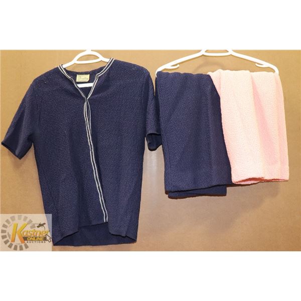 1960'S BRADLEY ACRYLIC FIBER WOMEN'S NAVY BLUE 2PC
