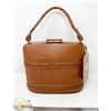 Image 1 : RETRO BROWN HARD SHELL HAND BAG W/ CLIP LATCH