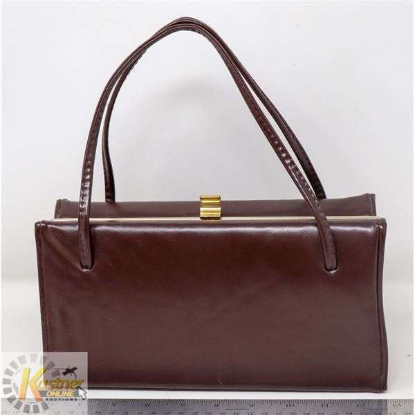 VINTAGE CHOCOLATE BROWN VINYL W/ GOLD ACCENTS