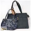 Image 1 : LOT OF 2 HANDBAGS; NAVY HANDBAG & CANVAS TRAVEL