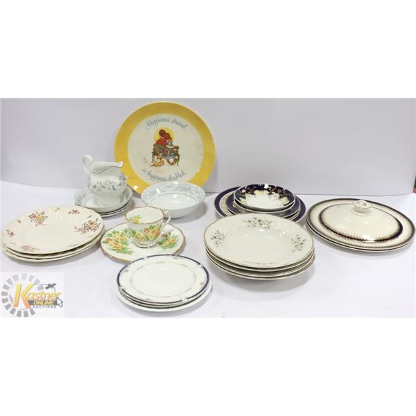 LARGE FLAT OF ESTATE ASSORTED MISC. PLATES