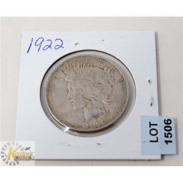 1922 USA PEACE SILVER ONE DOLLAR COIN