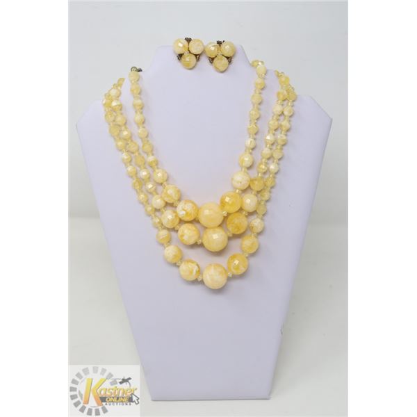 16" VINTAGE ESTATE CREAM BEADED 3 STRAND