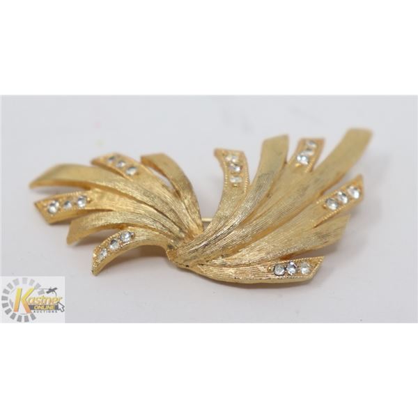 VINTAGE ESTATE GOLD TONE ABSTRACT  STYLE BROOCH