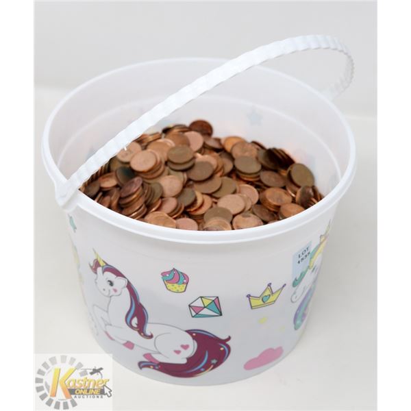 KIDS BUCKET  OF "CRACKED SAFE" ASSORTED PENNIES