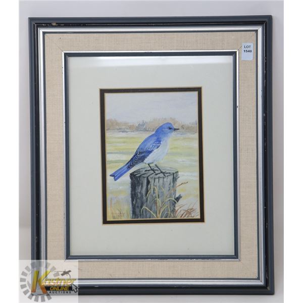 16" X 14" FRAMED "MOUNTAIN BLUEBIRD" BY EDGAR