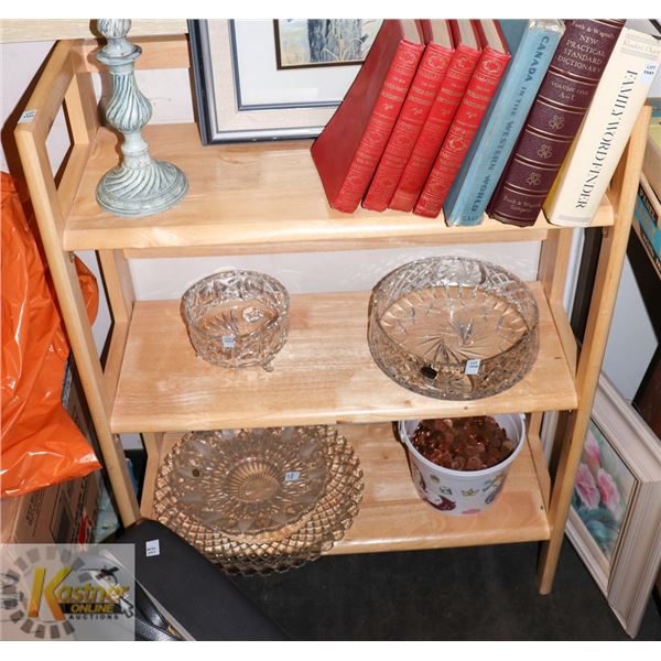 ESTATE 3 TIER COLLAPSIBLE BLONDE WOOD BOOKSHELF