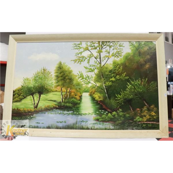 1961 38" X 59" OIL ON CANVAS "STREAM IN THE WOOD"