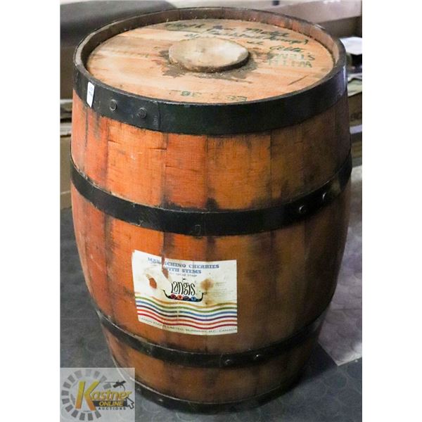 19" LANGIS MARACHINO CHERRIES WOODEN BARREL W/
