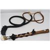 Image 1 : ORNATE LEATHER 8FT HORSE WHIP W/ WOOD CARVED