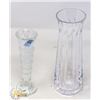 Image 1 : LOT OF 2 CRYSTAL VASES- SMALL & MED