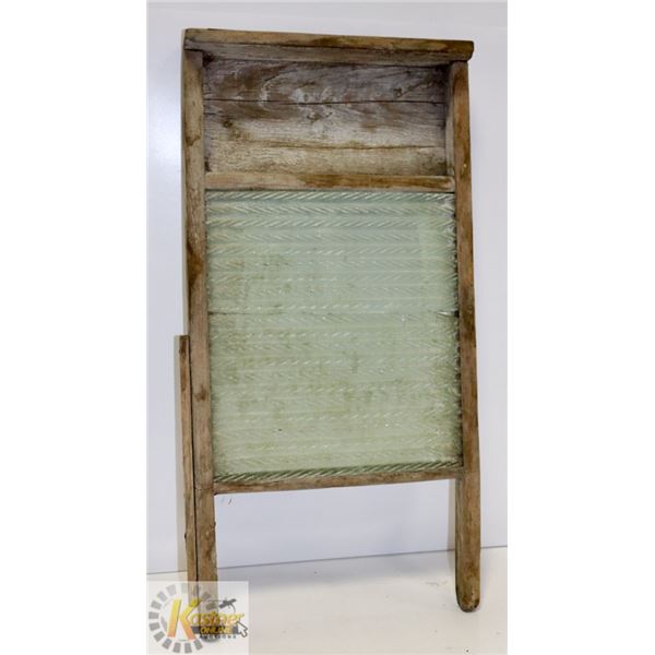 ESTATE UNMARKED WOOD/ GLASS WASHBOARD
