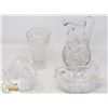 Image 1 : 4PC PINWHEEL CRYSTAL GLASSWARE; PITCHER, VASE,