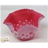 Image 1 : VINTAGE PINK THUMBNAIL PRINT GLASS BOWL