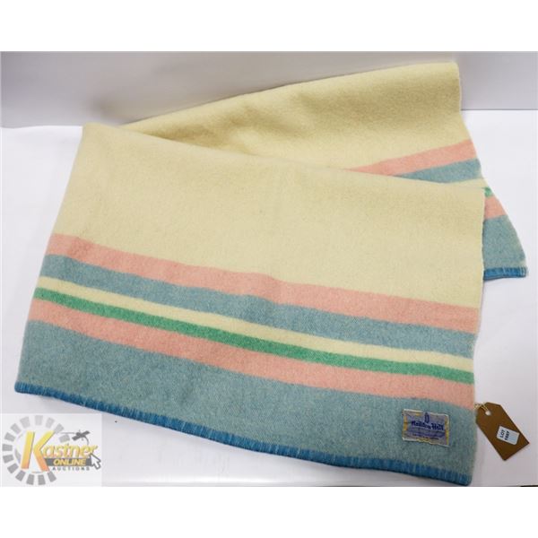 VINTAGE HADDON HALL ALL WOOL BLANKET- 5FT X 6FT