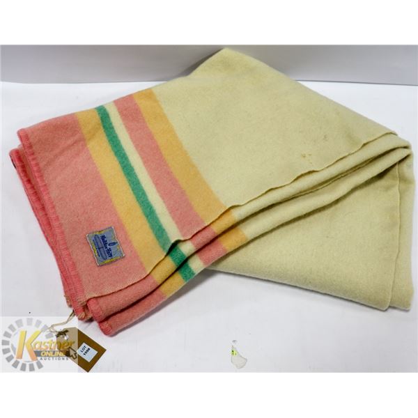VINTAGE HADDON HALL ALL WOOL BLANKET- 5FT X 6FT