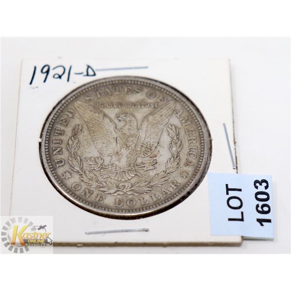 1921-D USA MORGAN SILVER ONE DOLLAR COIN