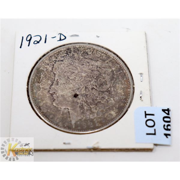 1921-D USA MORGAN SILVER ONE DOLLAR COIN