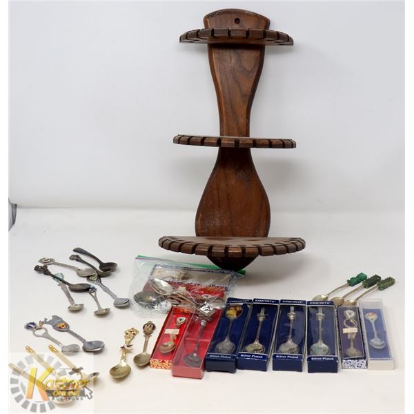 MINIATURE SPOON COLLECTION W/ WALL HOLDER