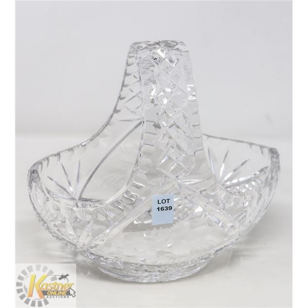 8" X 8" HAND CUT CRYSTAL CUT & ETCHED BASKET