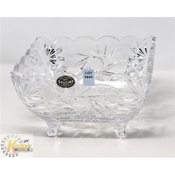 8" X 8" HAND CUT MADE IN CZECHOSLOVAKIA BOHEMIAN