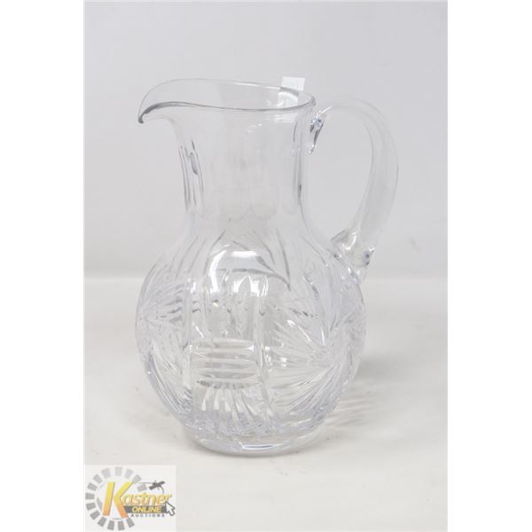 9" TALL HOB STAR/ CUT ORNATE CRYSTAL PITCHER