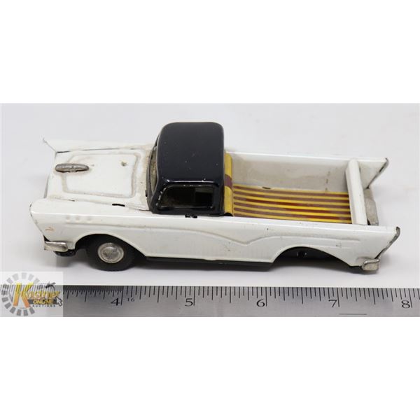 VINTAGE WHITE/ BLACK TRIM TIN FRICTION TRUCK-