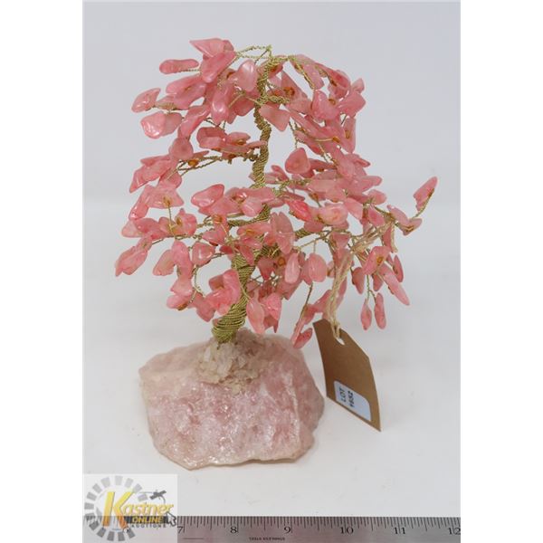 BONSAI ROSE QUARTZ/ GEMSTONE TREE ORNAMENT