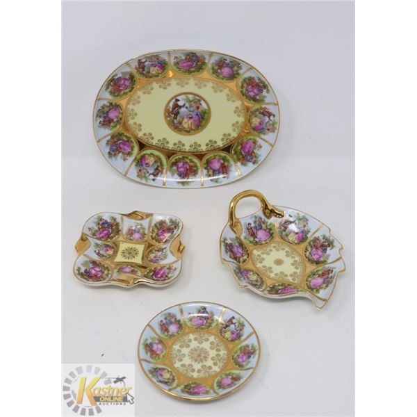 4PC VINTAGE NC "LOVE STORY" HAND PAINTED SERVING