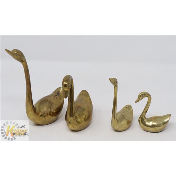 SET OF 4 MCM BRASS GEESE ORNAMENTS