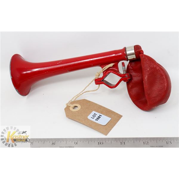 ANTIQUE RED MOUNTABLE BULB HORN- MADE IN THE USA