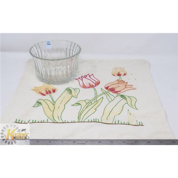 1986 FTDA SCALLOPED FLUTED GLASS BOWL W/