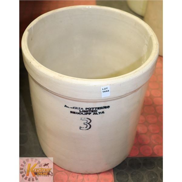 VINTAGE MED ALTA ALBERTA POTTERIES LTD 3 GALLON