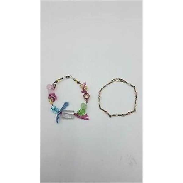 ESTATE LOT OF 925 SILVER BRACELET LOT W/GLASS BEAD