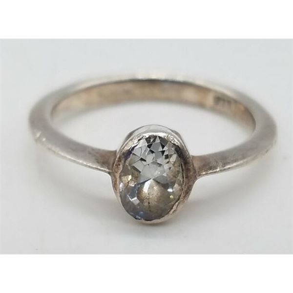 ESTATE 925 STERLING SILVER & QUARTZ RING SZ 7