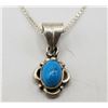 Image 1 : ESTATE 925 SILVER TURQUOISE PENDANT 16" NECKLACE