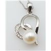 Image 1 : ESTATE 925 SILVER PEARL CZ HEART NECKLACE 18"