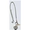 Image 1 : ESTATE 925 SILVER & HEART PEARL PENDANT 16"