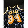 Image 1 : MITCHELL AND NESS SHAQUILLE ONEAL SIGNED LAKERS LIGHTNING JERSEY ( SCHWARTZ COA)