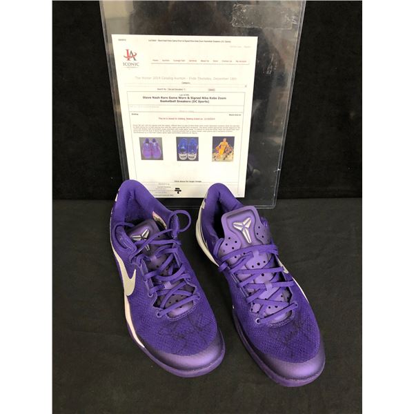 STEVE NASH DUAL SIGNED KOBE BRYANT GAME USED BASKETBALL SHOES ( JSA AND ICONIC COA)