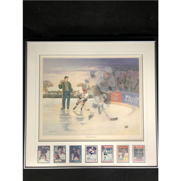 LTD. EDITION WAYNE GRETZKY A BOY AND HIIS DREAM FRAMED PRINT ARTIS SIGNED W CARDS