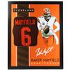 Image 1 : BAKER MAYFIELD SIGNED 35 X 42 FRAMED JERSEY ( SPORTS CARD EDITION) JSA COA