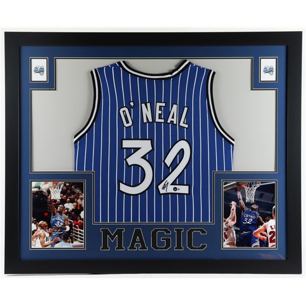 SHAQUILLE ONEAL SIGNED ORLANDO MAGIC FRAMED JERSEY ( BECKETT COA)