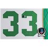 Image 2 : LARRY BIRD SIGNED 35 X 42 FRAMED JERSEY ( SPORTS CARD EDITION) JSA COA