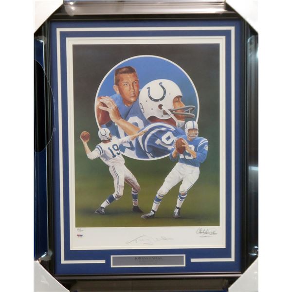 JOHNNY UNITAS SIGNED LTD EDITION FRAMED PRINT ( PSA COA)