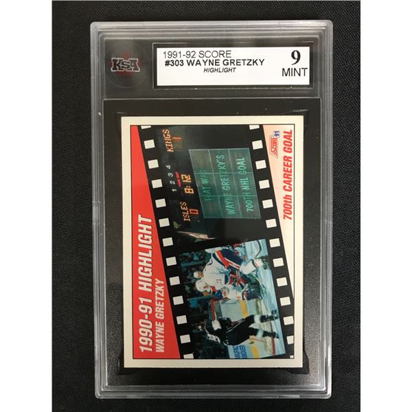 1991-92 SCORE #303 WAYNE GRETZKY Highlight (9 MINT)